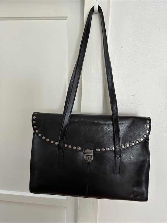 Patricia Nash Handbags - Patricia Nash Verbania Black Stud-Trim Leather Satchel/Shoulder Bag